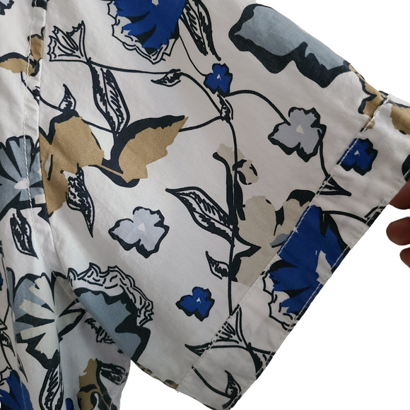 NOIZE AMSTRDM Blue Floral Short Sleeve Button Down Shirt Men's Large‎ - Picture 5 of 11